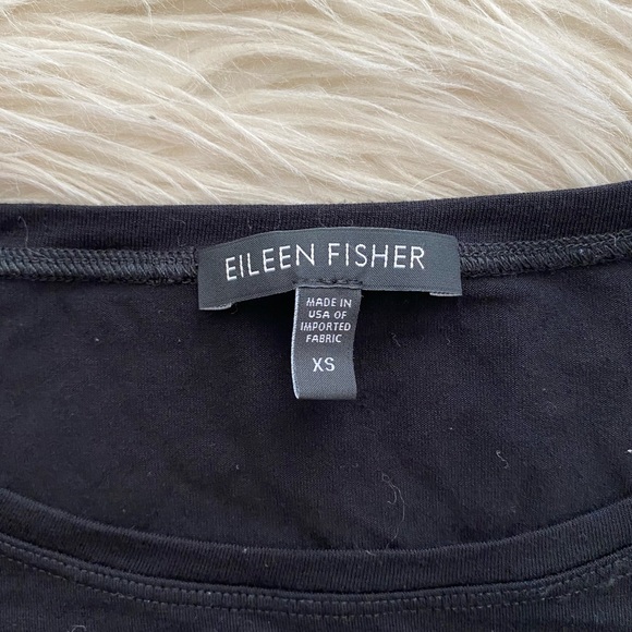 Eileen Fisher Black Bateau Neck Short Sleeve Dress - Picture 6 of 10